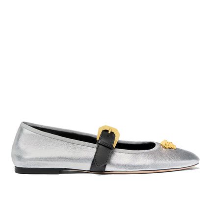 Versace Women's La Medusa Metallic Ballerinas Black/Silver
