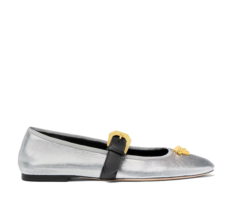 Versace Women's La Medusa Metallic Ballerinas Black/Silver