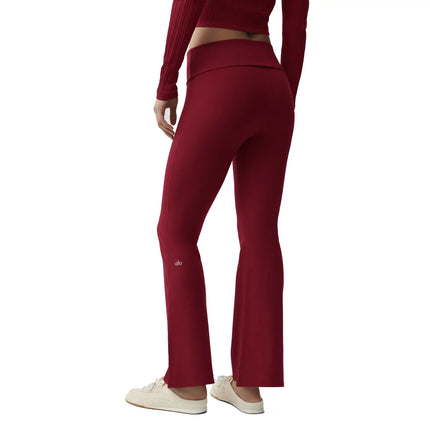 alo Women's ALO Softsculpt 7/8 Foldover Flare Legging Summer Romance Red