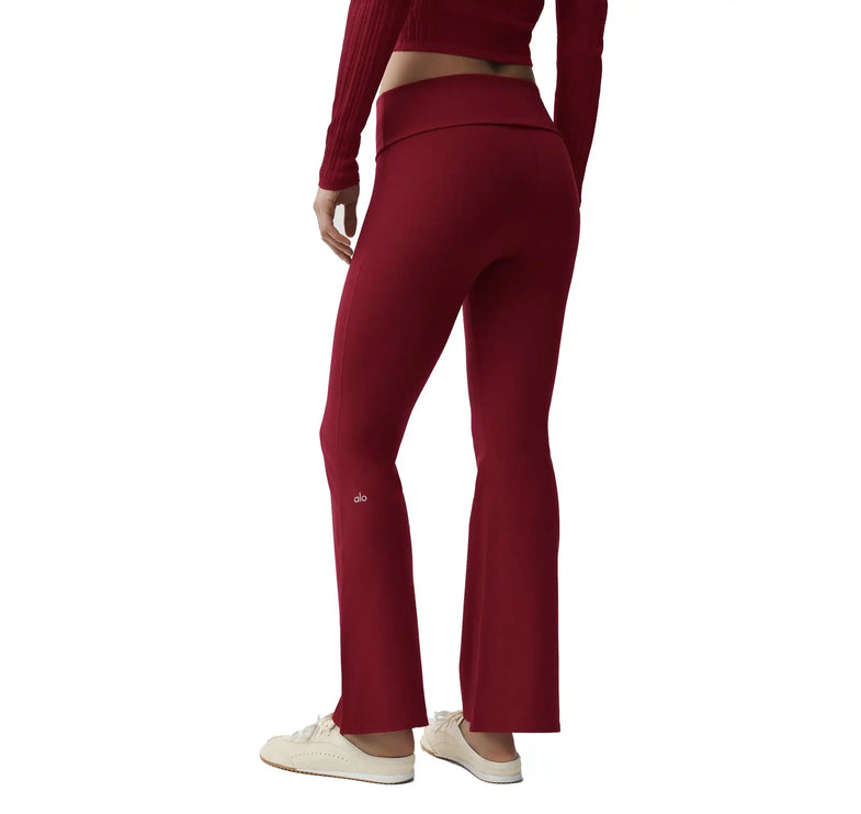 alo Women's ALO Softsculpt 7/8 Foldover Flare Legging Summer Romance Red