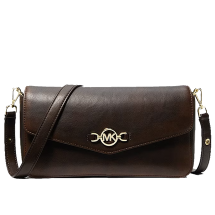Michael Kors Women's Kacey Medium Burnished Shoulder Bag Chocolate/Gold