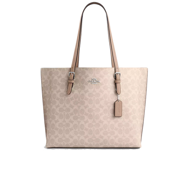 Coach Women's Mollie Tote Bag In Signature Canvas Silver/Sand/Taupe