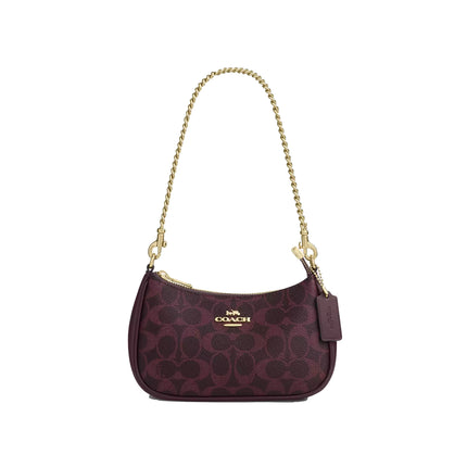 Coach Women's Teri Mini Crossbody Bag In Signature Canvas Gold/Black Currant