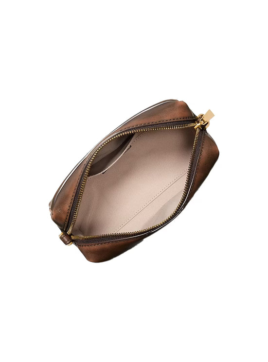 Michael Kors Women's Bryant Small Leather Convertible Crossbody Bag Chocolate/Gold