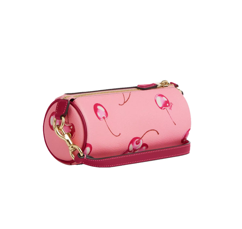 Coach Women's Nolita Barrel Bag With Cherry Print Gold/Flower Pink/Bright Violet