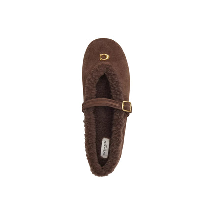 Coach Women's Sculpted C Mary Jane In Shearling Chocolate Brown