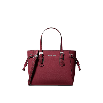 Michael Kors Women's Voyager Extra-Small Pebbled Leather Convertible Crossbody Bag Maroon