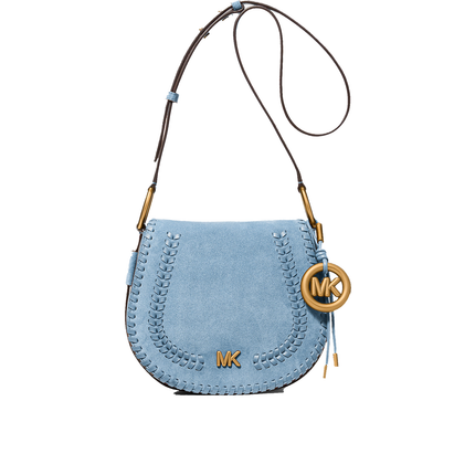 Michael Kors Women's Josie Medium Whipstitched Suede Saddle Bag Chambray/Gold