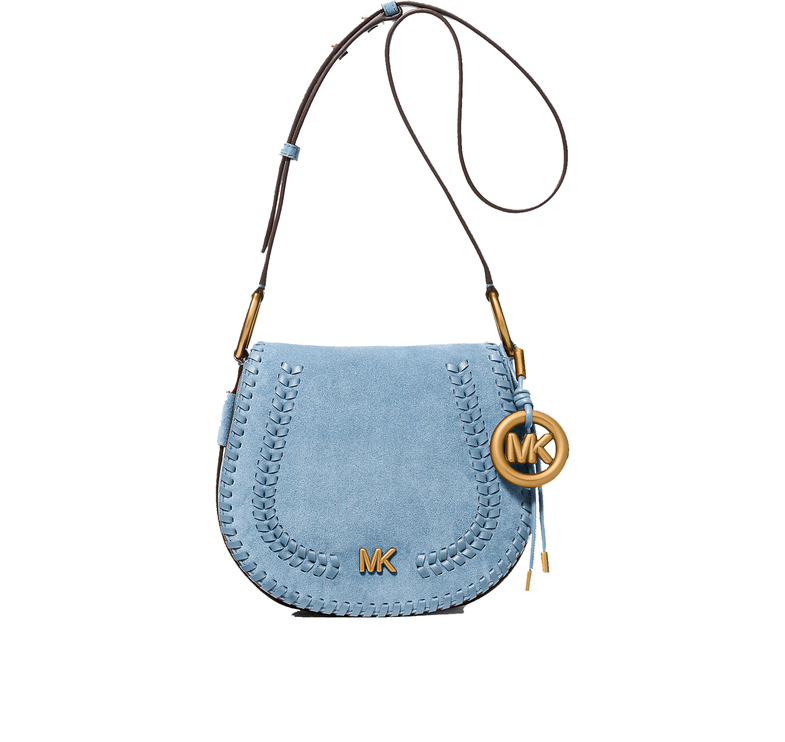 Michael Kors Women's Josie Medium Whipstitched Suede Saddle Bag Chambray/Gold