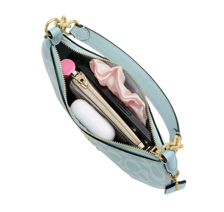 Coach Women's Mini Payton Bag In Signature Canvas Gold/Light Blue