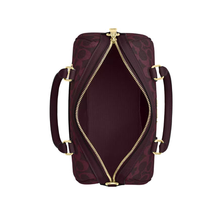 Coach Women's Rowan Satchel Bag In Signature Canvas Gold/Black Currant Multi