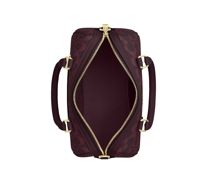 Coach Women's Rowan Satchel Bag In Signature Canvas Gold/Black Currant Multi