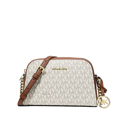 Michael Kors Women's Ashton Extra-Small Signature Logo Camera Crossbody Bag Vanilla/Gold
