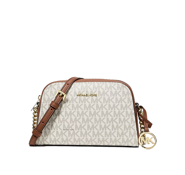 Michael Kors Women's Ashton Extra-Small Signature Logo Camera Crossbody Bag Vanilla/Gold