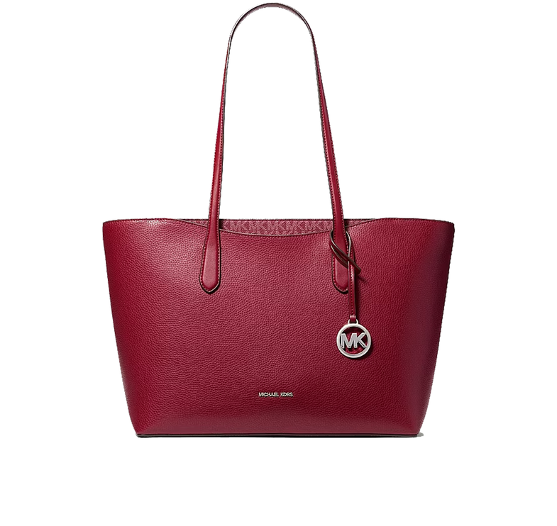 Michael Kors Women's Arden Large Pebbled Leather Tote Bag Maroon