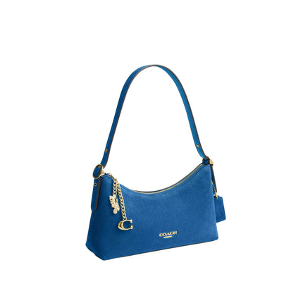 Coach Women's Emeilia Shoulder Bag Suede/Gold/Blue Jay