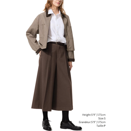 Uniqlo Unisex Pleated Culotte 38 Dark Brown