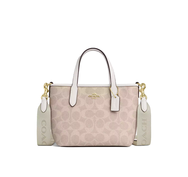 Coach Women's City Mini Tote Bag In Signature Canvas Gold/Sand/Chalk