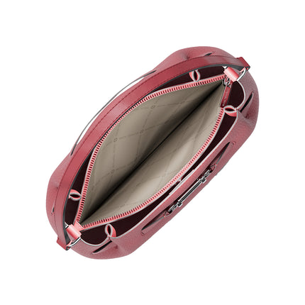 Michael Kors Women's Carson Medium Pebbled Leather Convertible Bucket Crossbody Bag Hibiscus/Silver