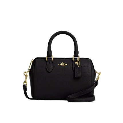 Coach Women's Mini Rowan Crossbody Bag In Signature Leather Gold/Black