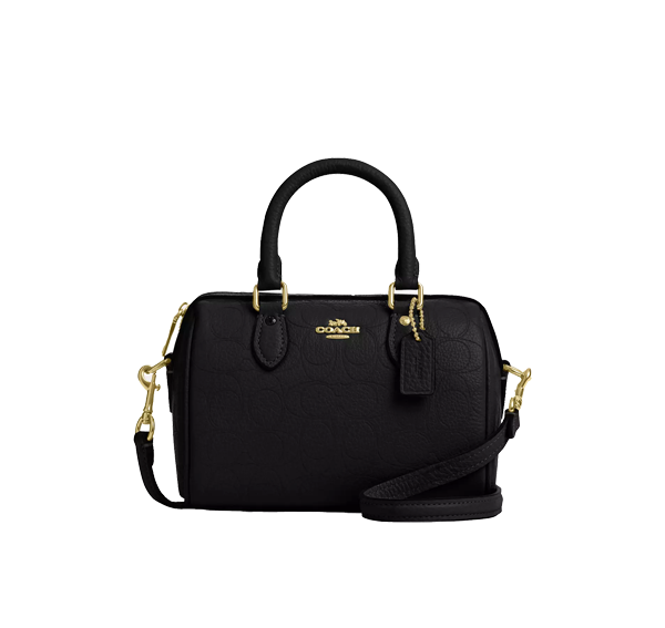 Coach Women's Mini Rowan Crossbody Bag In Signature Leather Gold/Black