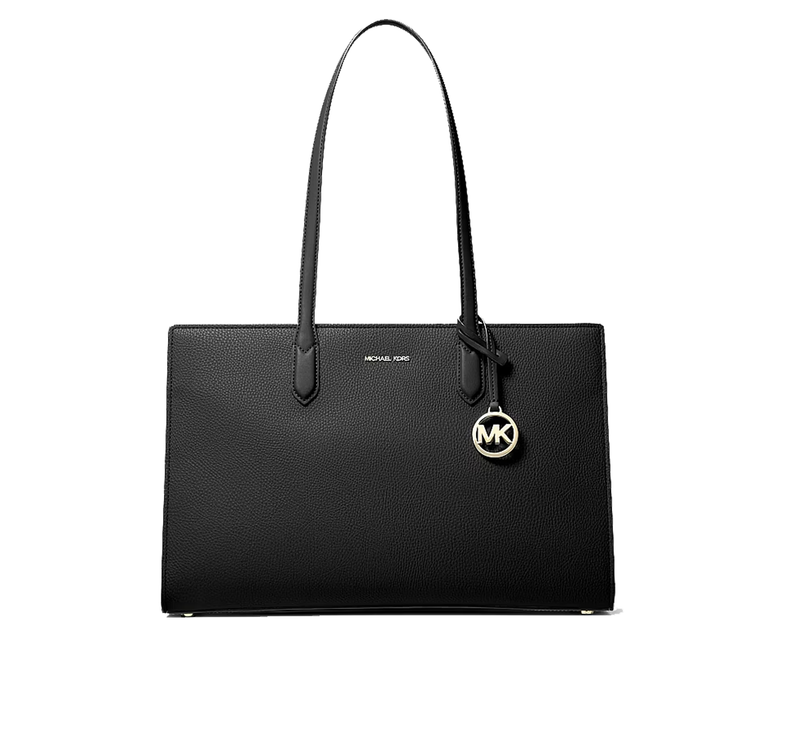 Michael Kors Women's Scarlett Medium Textured Tote Bag Black/Gold