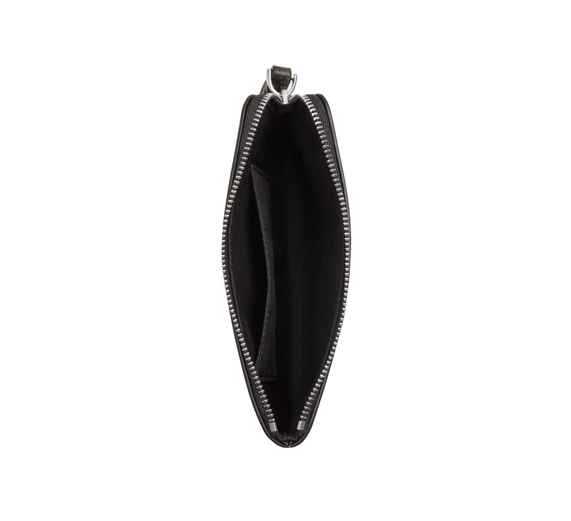 Coach Women's Corner Zip Wristlet In Loved Leather Silver/Black Brown