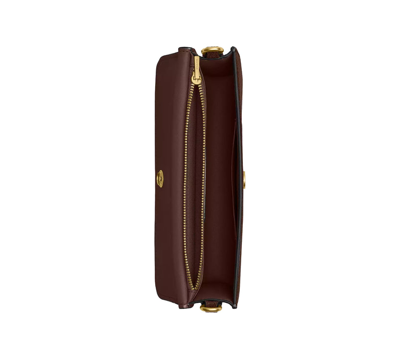 Coach Women's  New York Elora Top Handle Crossbody Bag Suede/Brass/Dark Chocolate