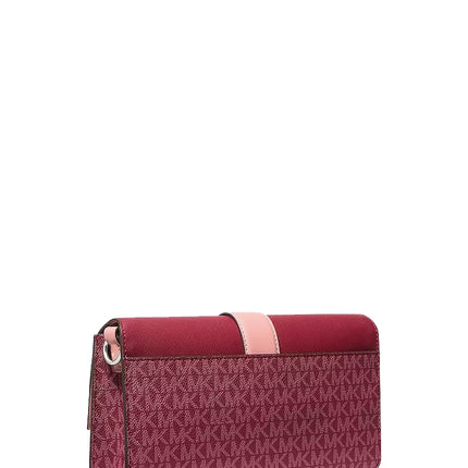 Michael Kors Women's Greenwich Medium Signature Logo Convertible Shoulder Bag Maroon