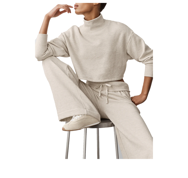 alo Women's Cropped Serenity Coverup Oatmeal Heather
