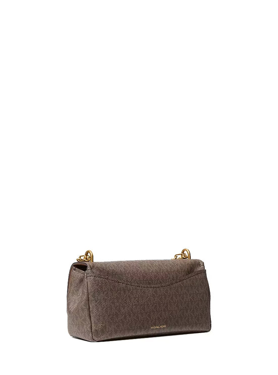 Michael Kors Women's Bryant Small Signature Logo Convertible Shoulder Bag Brown/Acorn/Gold