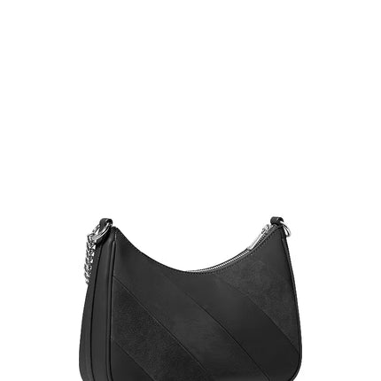 Michael Kors Women's Jet Set Travel Large Convertible Pochette Bag Black/Silver