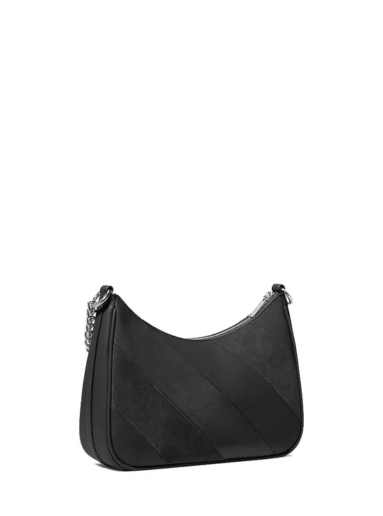 Michael Kors Women's Jet Set Travel Large Convertible Pochette Bag Black/Silver