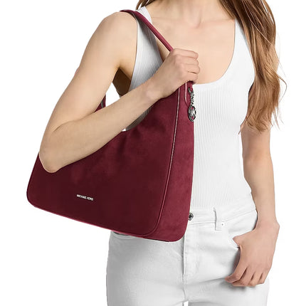 Michael Kors Women's Nayla Medium Fringed Hobo Shoulder Bag Maroon
