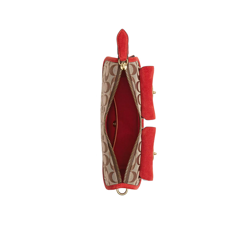Coach Women's Twin Turnlock Waverly Bag In Signature Jacquard Brass/Poppy Signature