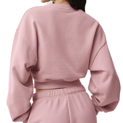 alo Women's Cropped Accolade Crewneck Vintage Pink