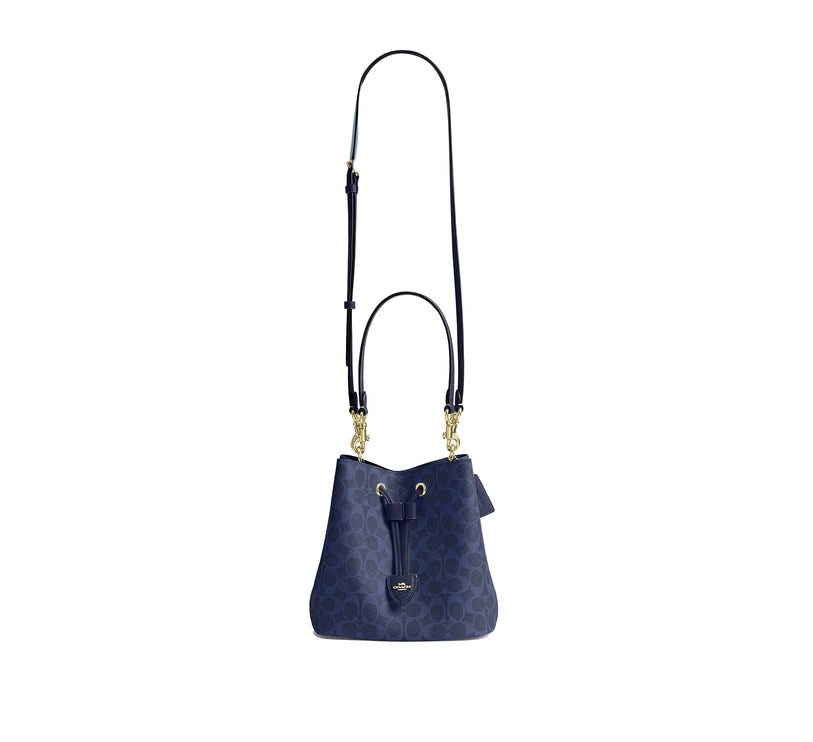 Coach Women's Rowan Bucket Bag In Signature Canvas Gold/Navy