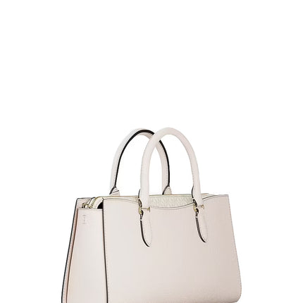 Michael Kors Women's Arden Medium Leather Top-Zip Satchel Bag Light Cream