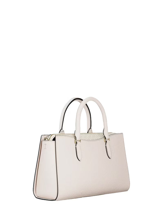Michael Kors Women's Arden Medium Leather Top-Zip Satchel Bag Light Cream