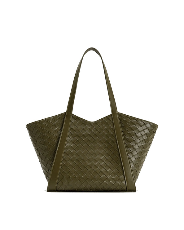 JW PEI Women's Kiana Large Capacity Weave Texture Tote Bag - Dark Olive