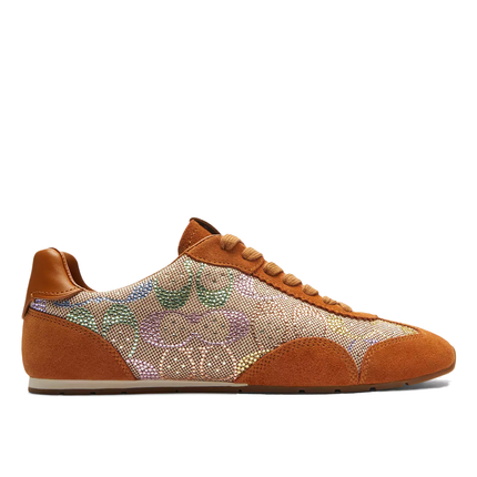 Coach Women's Flat Sneaker In Crystal Signature Jacquard Light Tan Multi