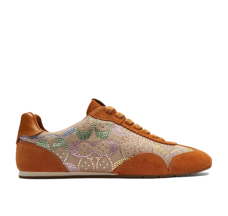 Coach Women's Flat Sneaker In Crystal Signature Jacquard Light Tan Multi
