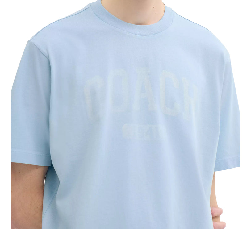 Coach Men's Sun Fade Easy T-Shirt In Organic Cotton Cerulean Light Blue