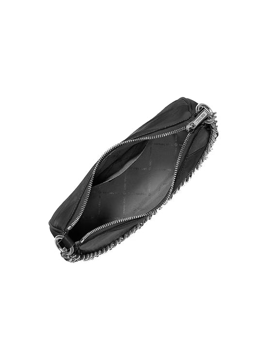 Michael Kors Women's Jet Set Travel Large Convertible Pochette Bag Black/Silver