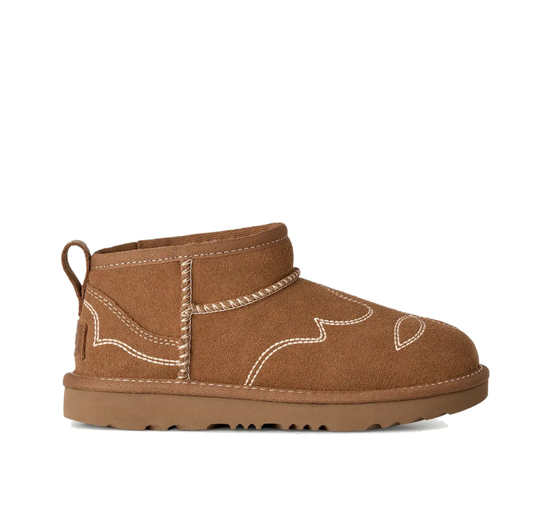 UGG Big Kids' Classic Ultra Mini Western Chestnut