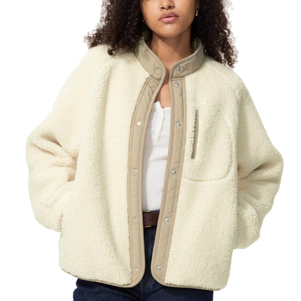 Uniqlo Women's Pile Lined Fleece Combination Jacket 01 Off White