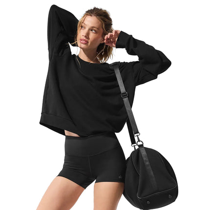 alo Women's Chill Crew Neck Pullover Black