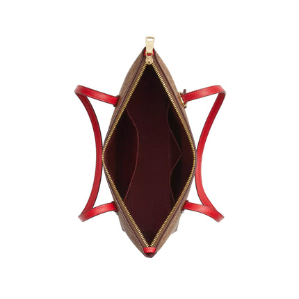 Coach Women's Fiona Zip Tote Bag In Signature Canvas Gold/Tan/Carnation