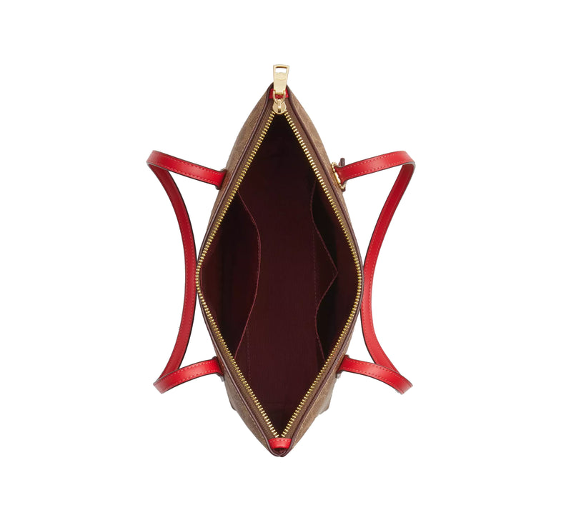 Coach Women's Fiona Zip Tote Bag In Signature Canvas Gold/Tan/Carnation