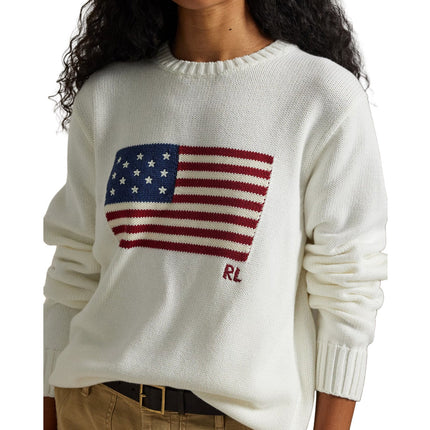 Polo Ralph Lauren Unisex The Iconic Flag Sweater Deckwash White